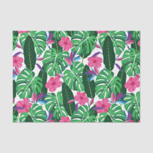 Colourful Tropical leaves and flowers jungle Tissue Paper