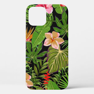 Colourful Tropical Leaves and Hibiscus Flowers   iPhone 12 Pro Case