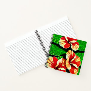 Colourful Tropical Leaves and Hibiscus Flowers Notebook