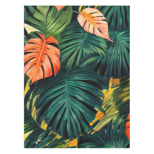 Colourful Tropical Leaves and Hibiscus Flowers   Tablecloth