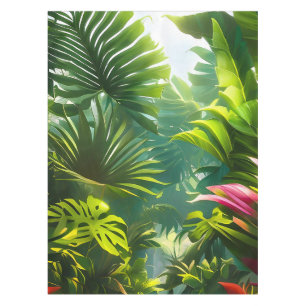 Colourful Tropical Leaves and Hibiscus Flowers   Tablecloth