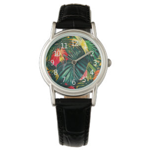 Colourful Tropical Leaves and Hibiscus Flowers   Watch