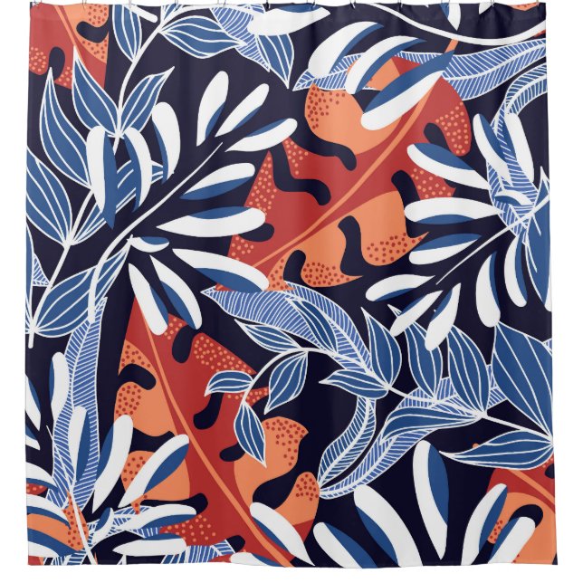 Colourful Tropical Leaves Blue Background (Front)