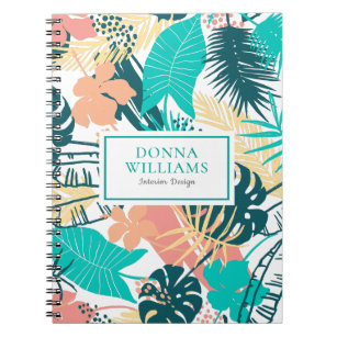Colourful tropical leaves college notebook