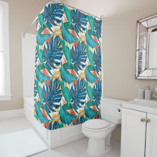 Colourful tropical leaves, exotic pattern design,