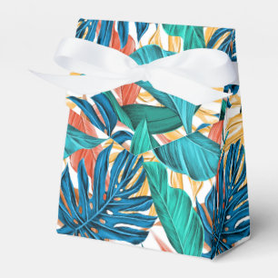 Colourful tropical leaves, exotic pattern design, favor box