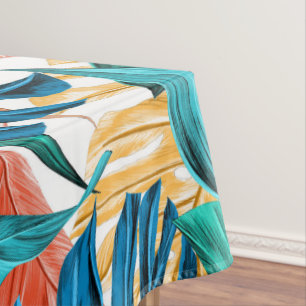 Colourful tropical leaves, exotic pattern design, tablecloth