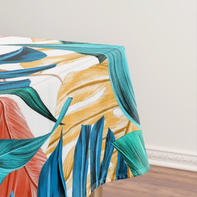 Colourful tropical leaves, exotic pattern design, tablecloth (In Situ)