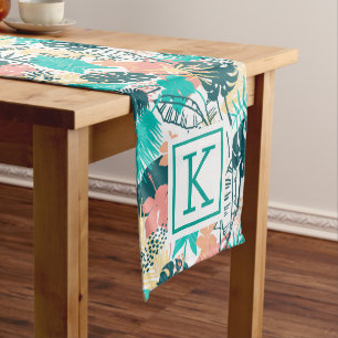 Colourful tropical leaves medium table runner