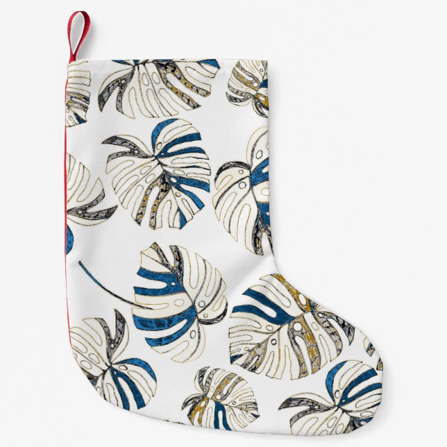 Colourful tropical leaves, modern pattern. small christmas stocking (Front)
