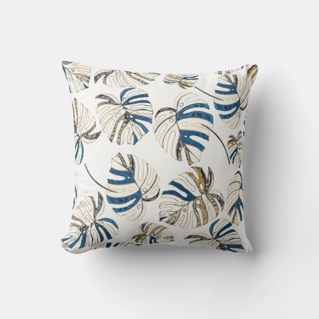 Colourful tropical leaves, modern pattern. throw pillow (Front)
