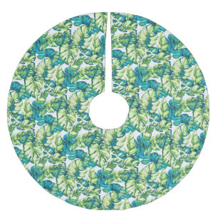 Colourful Tropical Leaves Of Banana and Monstera Brushed Polyester Tree Skirt