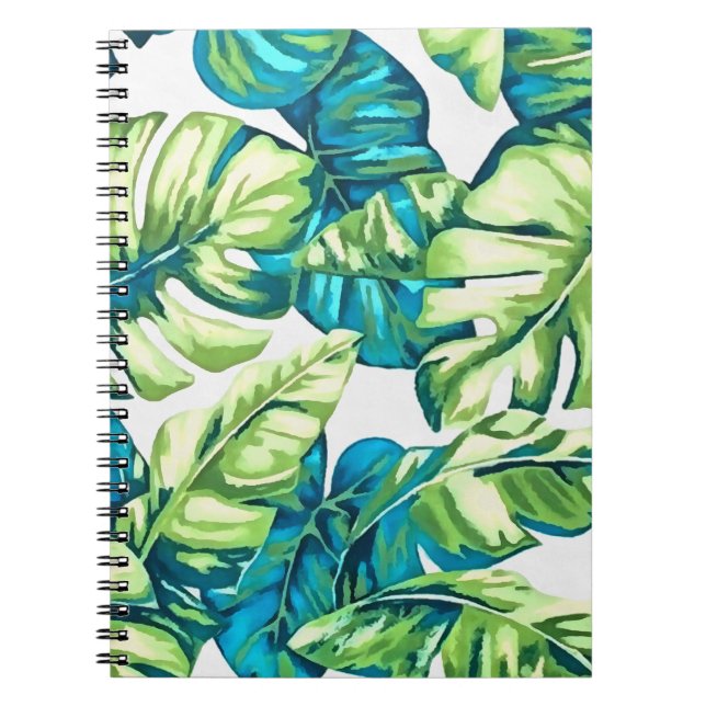 Colourful Tropical Leaves Of Banana and Monstera Notebook (Front)