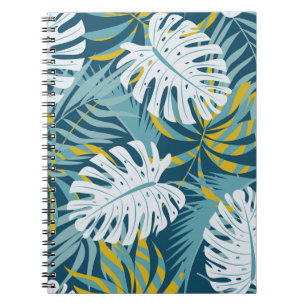 Colourful tropical leaves, original abstract patte notebook