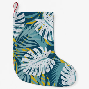 Colourful tropical leaves, original abstract patte small christmas stocking