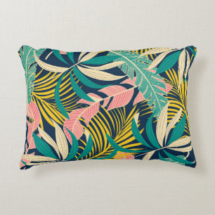 Colourful tropical leaves: summer pattern. accent pillow
