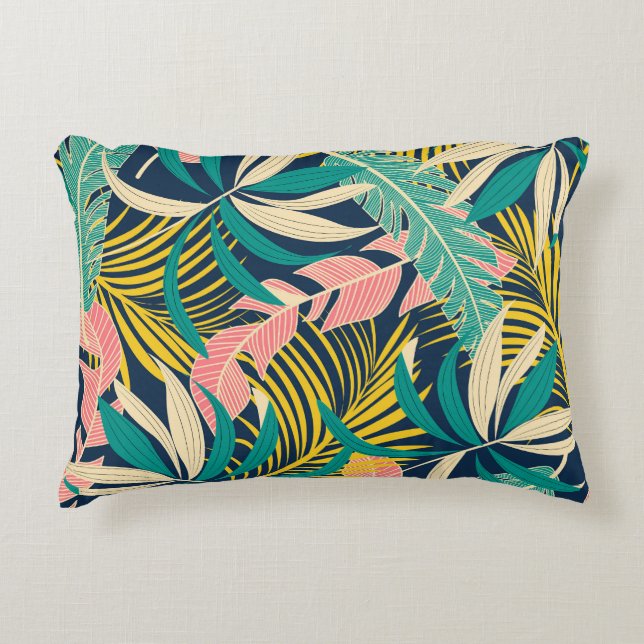 Colourful tropical leaves: summer pattern. accent pillow (Front)