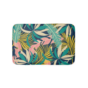 Colourful tropical leaves: summer pattern. bath mat