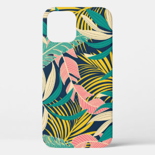 Colourful tropical leaves: summer pattern. iPhone 12 case