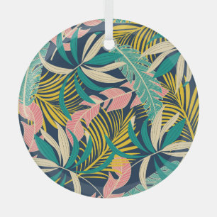 Colourful tropical leaves: summer pattern. glass ornament