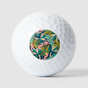 Colourful tropical leaves: summer pattern. golf balls