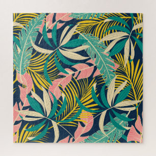 Colourful tropical leaves: summer pattern. jigsaw puzzle
