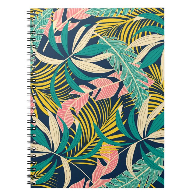 Colourful tropical leaves: summer pattern. notebook (Front)