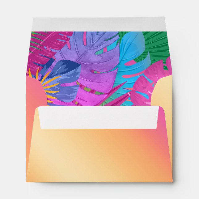 Colourful Tropical Leaves Sunset ID575 Envelope (Back (Bottom))