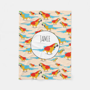 Colourful Tropical Macaw Pattern Fleece Blanket