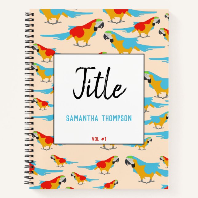 Colourful Tropical Macaw Pattern Notebook (Front)