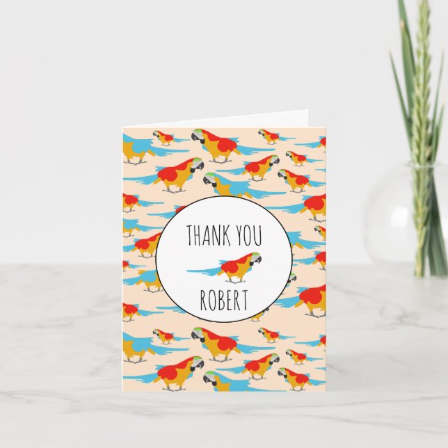 Colourful Tropical Macaw Pattern Thank You (Front)