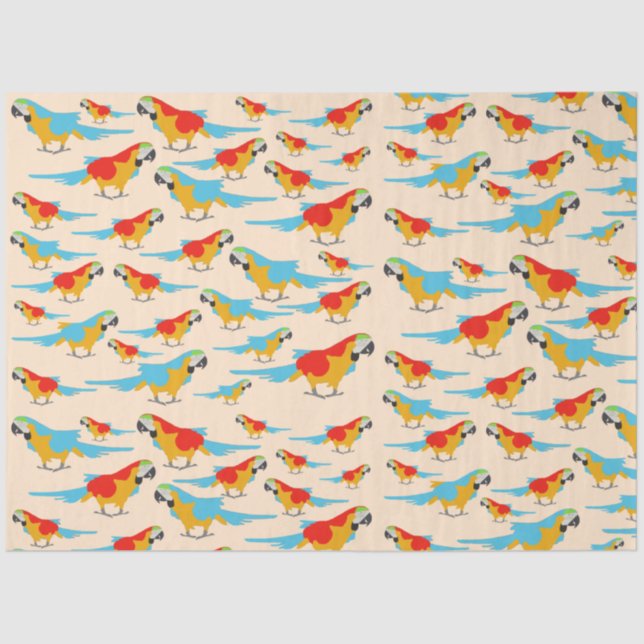 Colourful Tropical Macaw Pattern Tissue Paper (Front)
