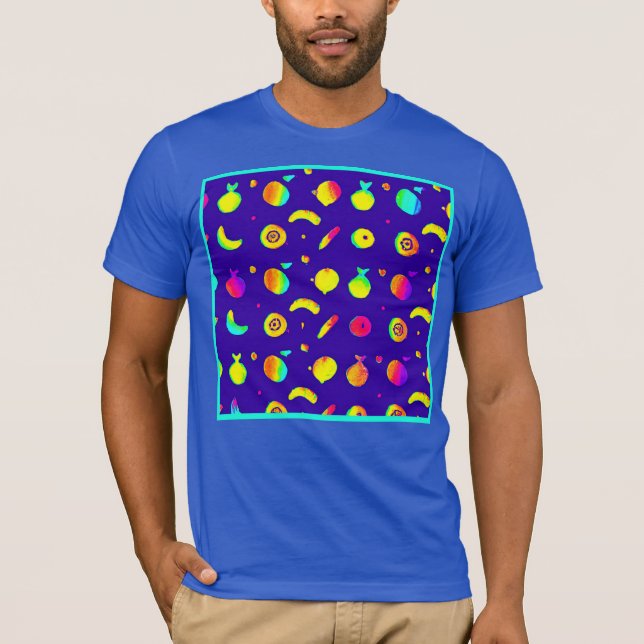 Colourful Tropical Neon Fruit Pattern T-Shirt (Front)