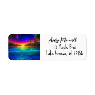 Colourful Tropical Ocean Sunset with Palm Trees
