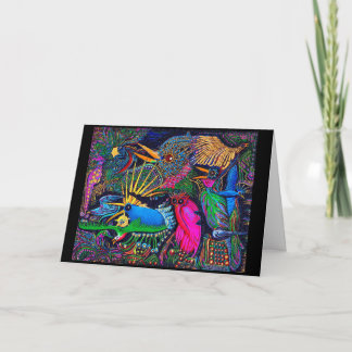Colourful Tropical Omen Birds Santa Fe Outsider Ar Card