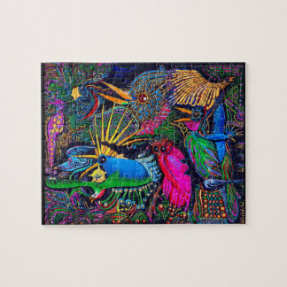 Colourful Tropical Omen Birds Santa Fe Outsider Ar Jigsaw Puzzle