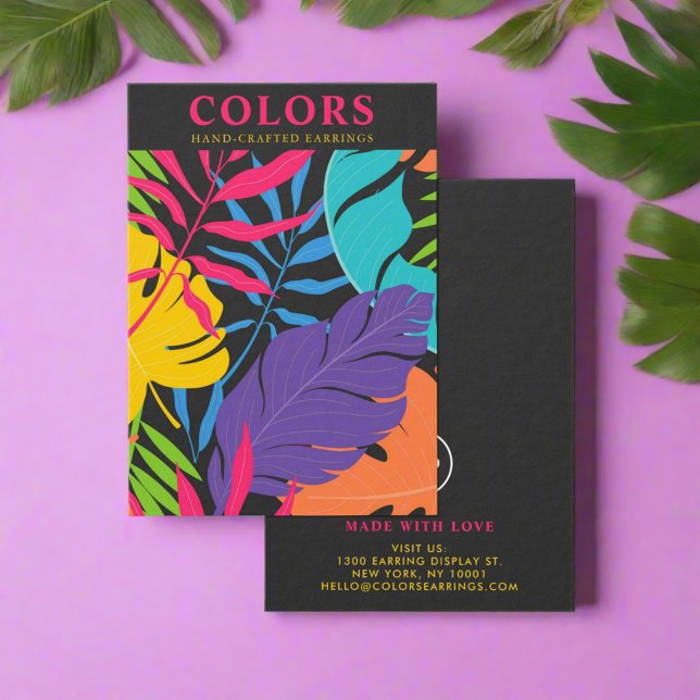 Colourful Tropical Palm Leaves Earrings Holder (Creator Uploaded)