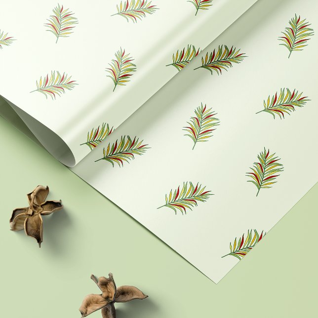 Colourful Tropical Palm Leaves Retro Wrapping Pape Wrapping Paper (Creator Uploaded)