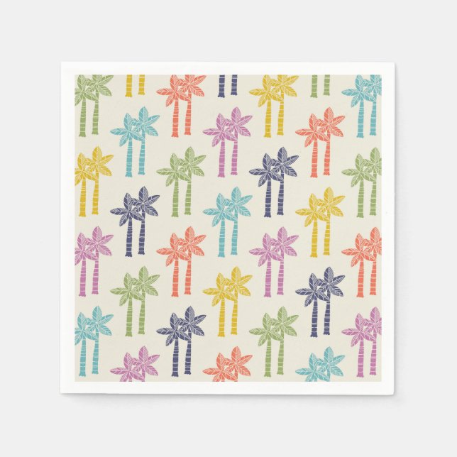 Colourful Tropical Palm Tree Pattern Napkin (Front)