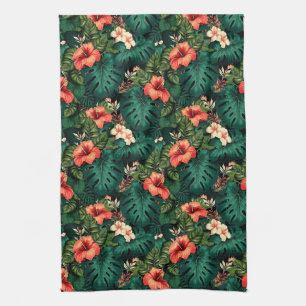 Colourful Tropical Paradise Hawaii Aloha Flowers Kitchen Towel