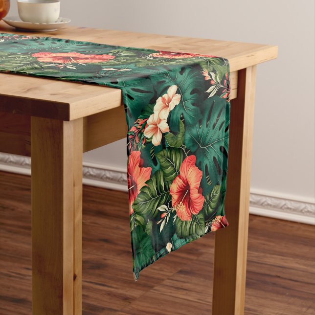 Colourful Tropical Paradise Hawaii Aloha Flowers Long Table Runner (In Situ)