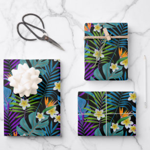 Colourful Tropical Paradise Plants Wrapping Paper Sheet