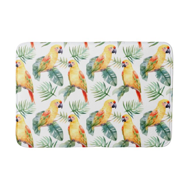 Colourful Tropical Parrot Bath Mat (Front)