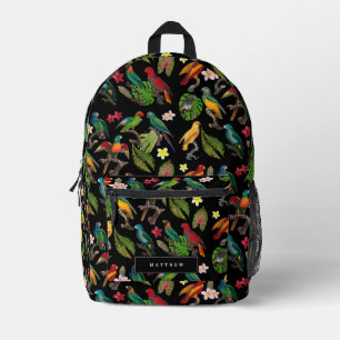 Colourful Tropical Parrots, Leaves & Flowers Custo Printed Backpack
