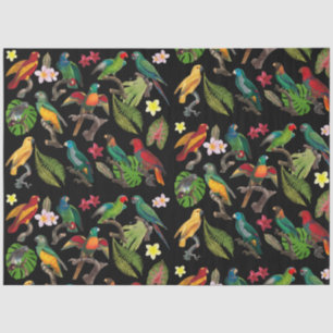 Colourful Tropical Parrots, Leaves & Flowers Tissue Paper