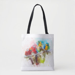 Colourful Tropical Parrots Tote Bag