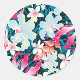 Colourful Tropical Pattern Classic Round Sticker