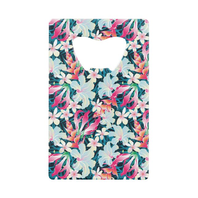 Colourful Tropical Pattern Credit Card Bottle Opener (Front)