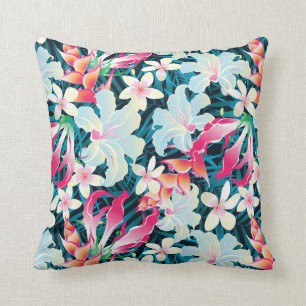Colourful Tropical Pattern Throw Pillow