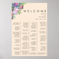 Colourful Tropical Peach Alphabetical Seating char